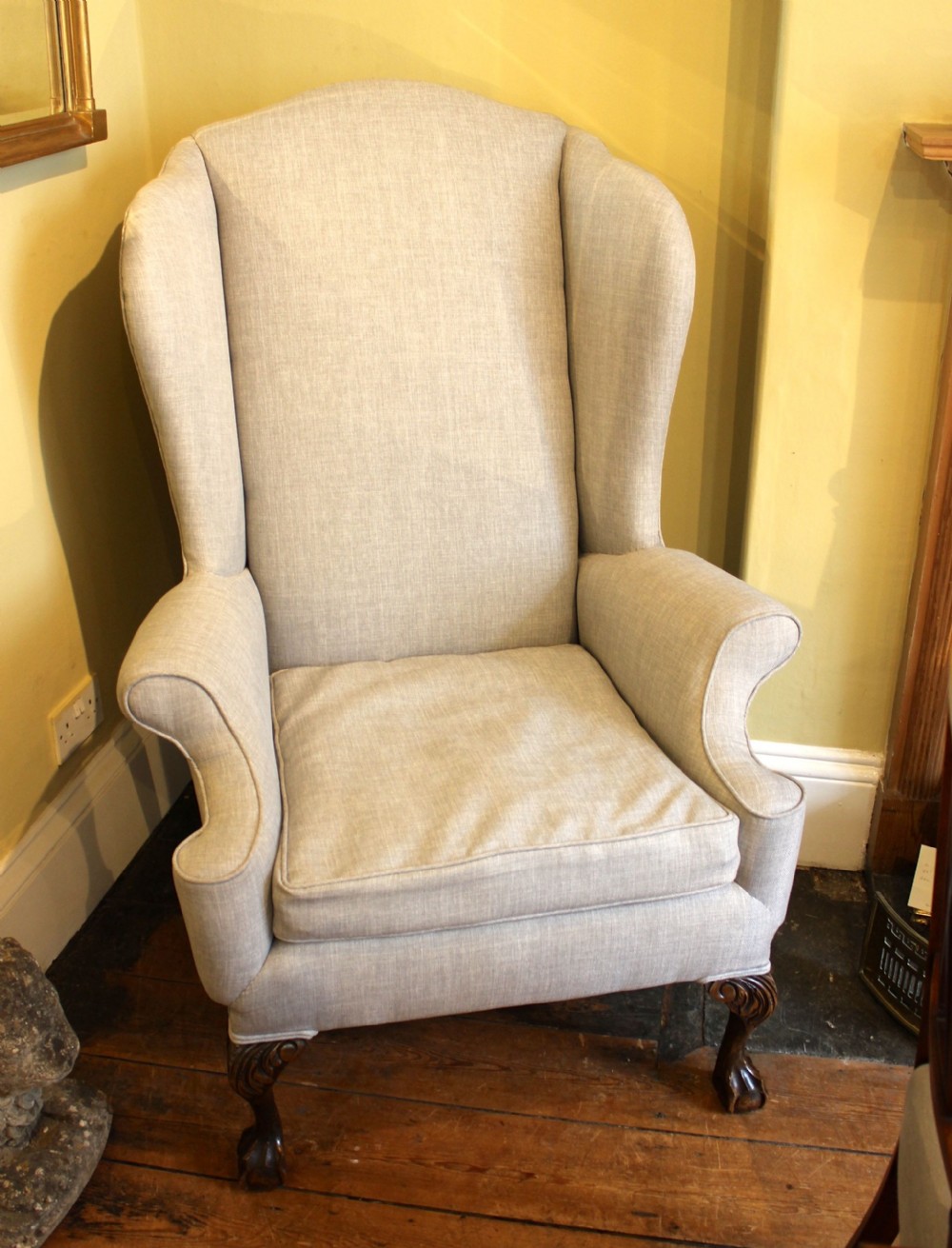 Early 20thc Walnut Wing Armchair