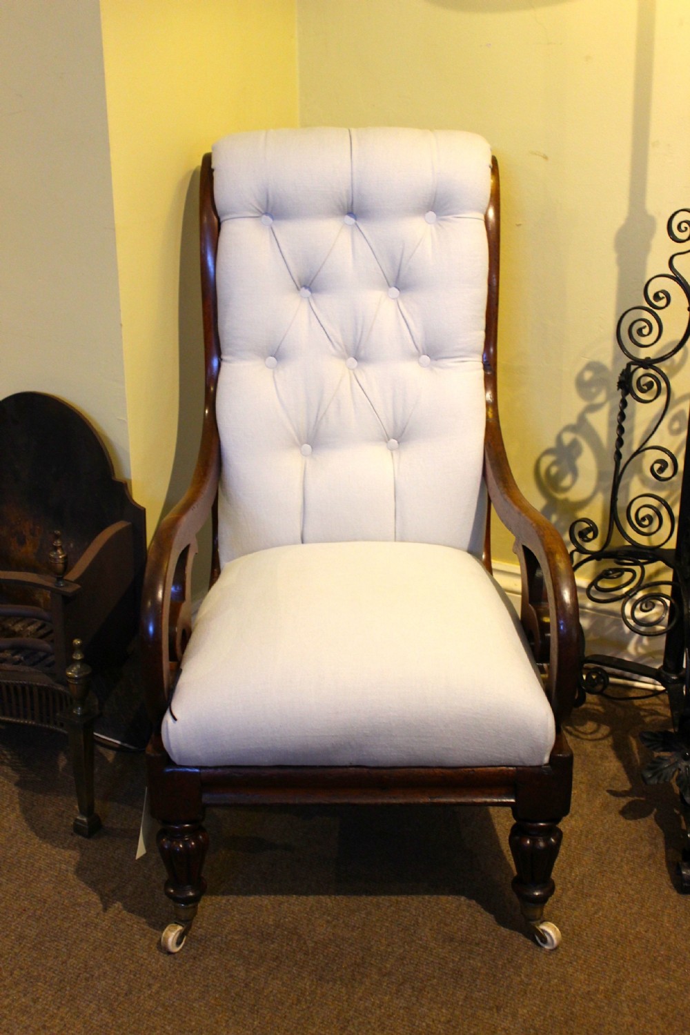 19thc Mahogany Button Back Armchair