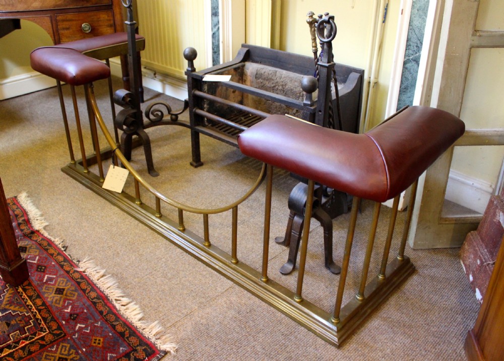 19thc Brass & Leather Club Fender