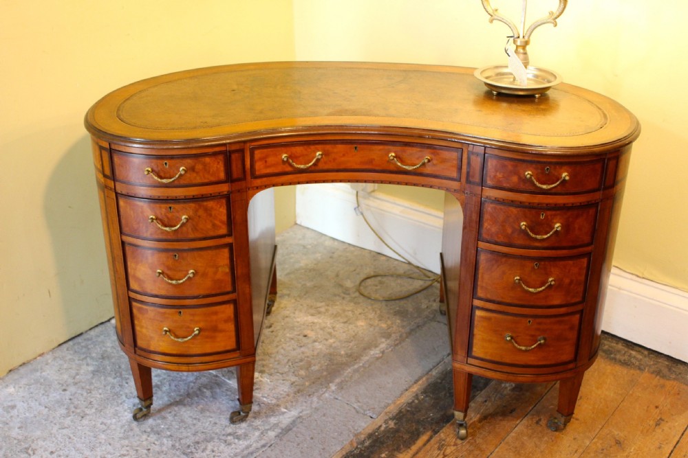 Late 19thc Satin Wood Kidney Shaped Desk View II