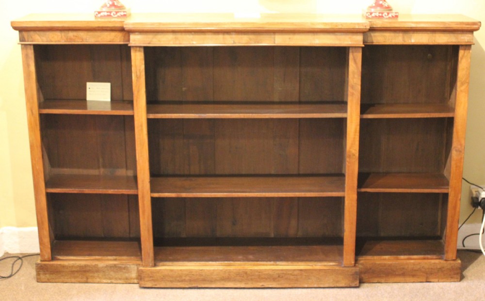 19thc Walnut Break Front Bookcase