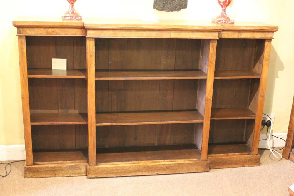 19thc Walnut Break Front Bookcase View II