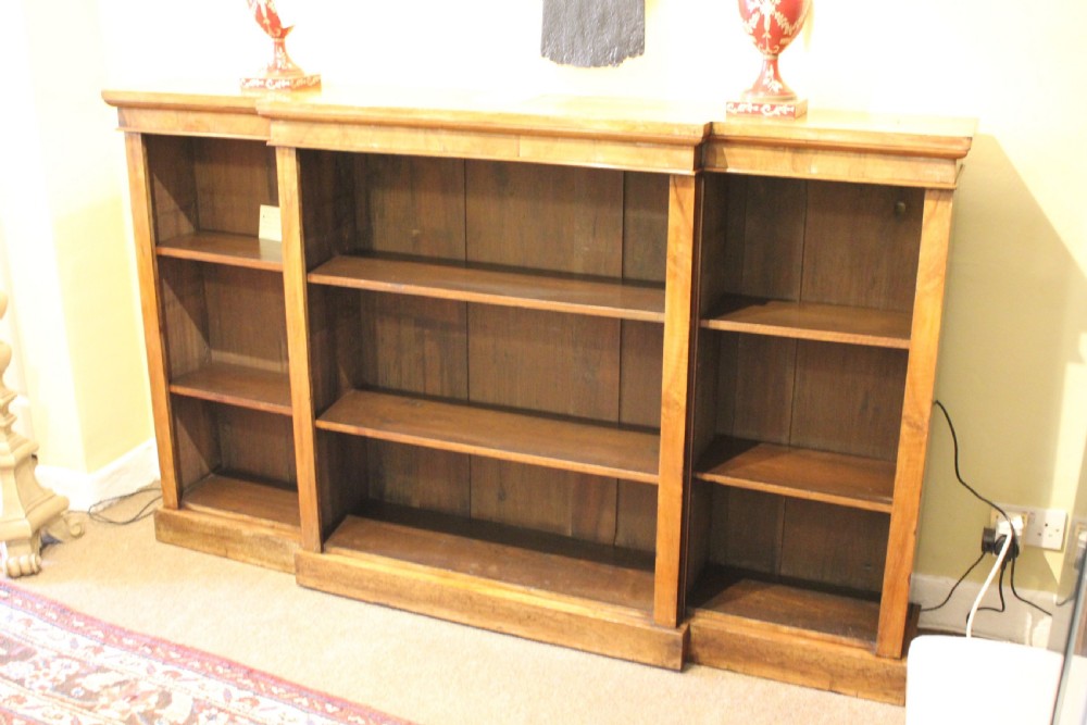 19thc Walnut Break Front Bookcase View IV