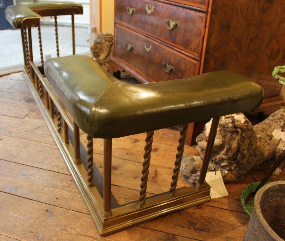 Early 20thc Brass And Leather Club Fender View IV
