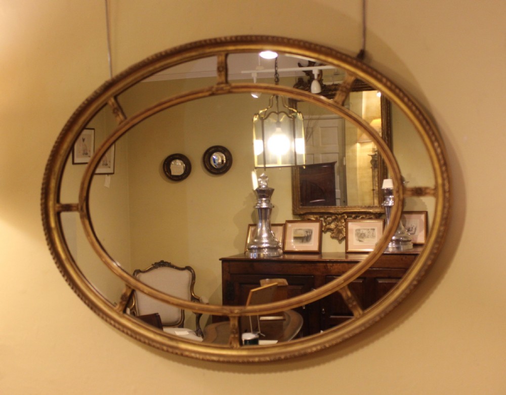 19thc Oval Gilded Mirror View III