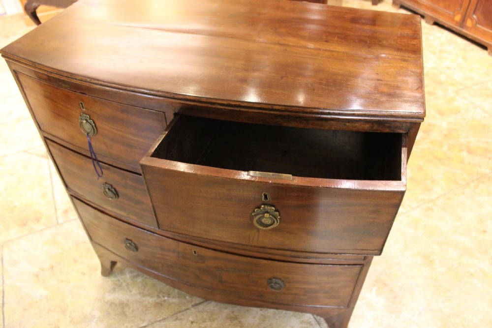 19thc Mahogany Bow Fronted Chest Of Drawers View III