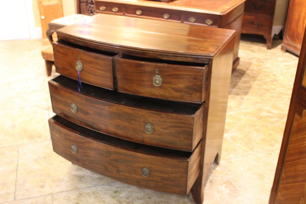19thc Mahogany Bow Fronted Chest Of Drawers View IV