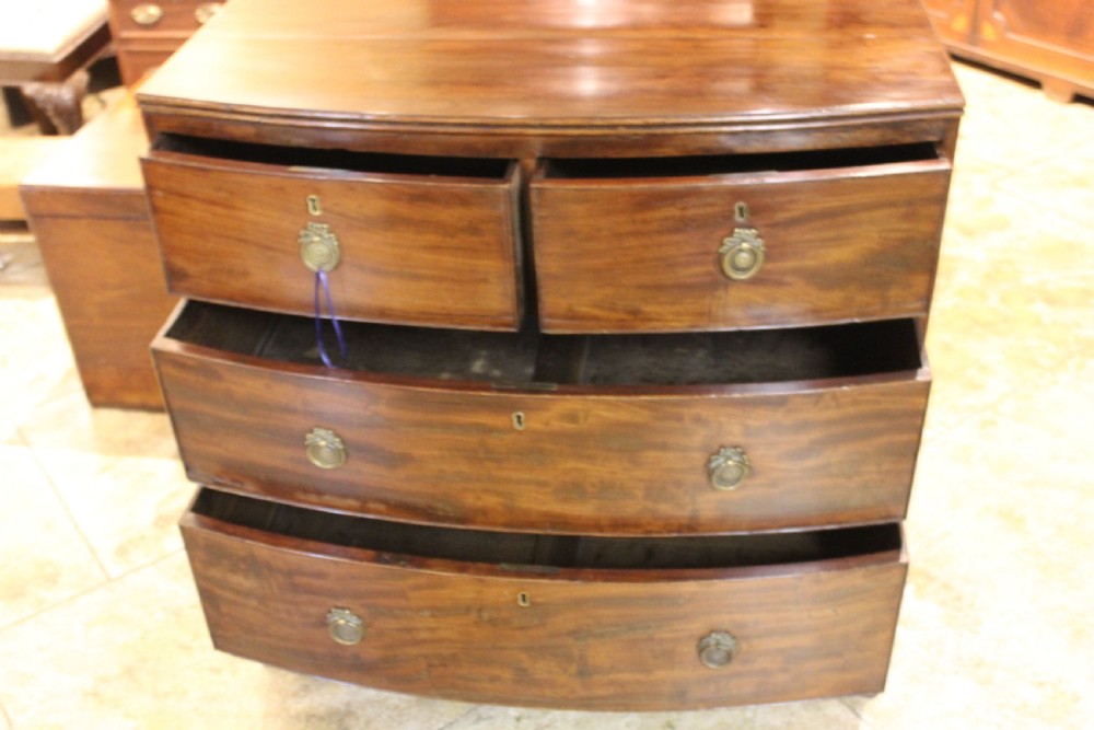 19thc Mahogany Bow Fronted Chest Of Drawers View V