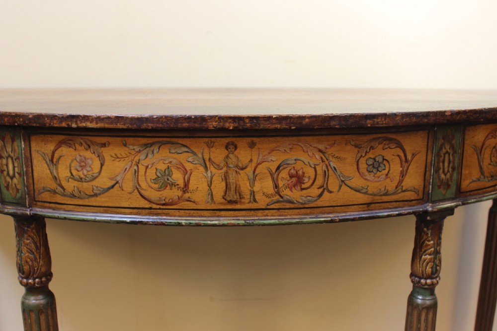 19thc Demi Lune Painted Side Table View III
