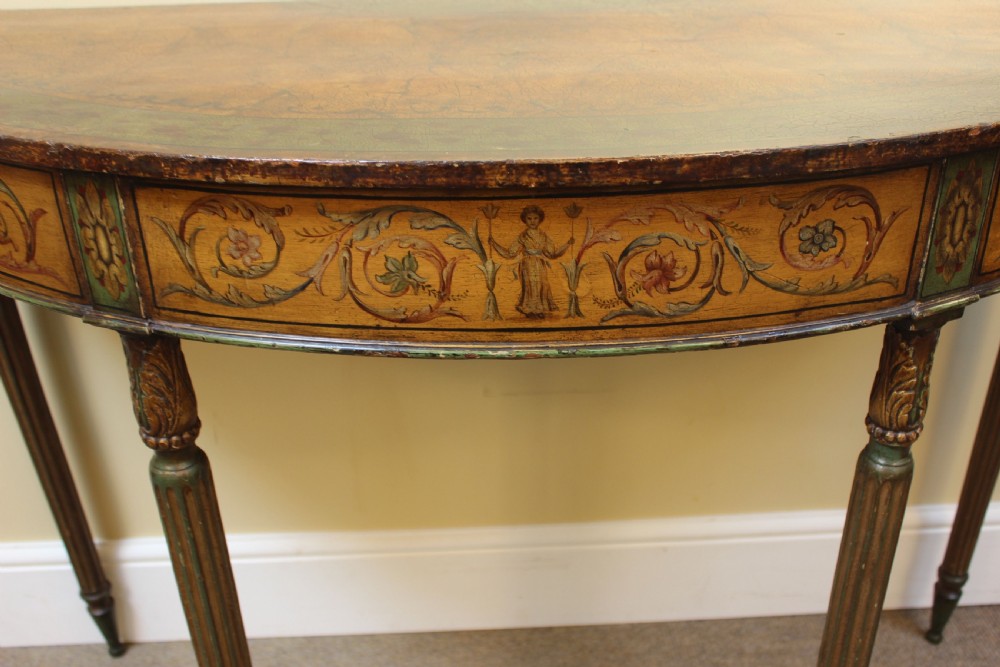 19thc Demi Lune Painted Side Table View IV
