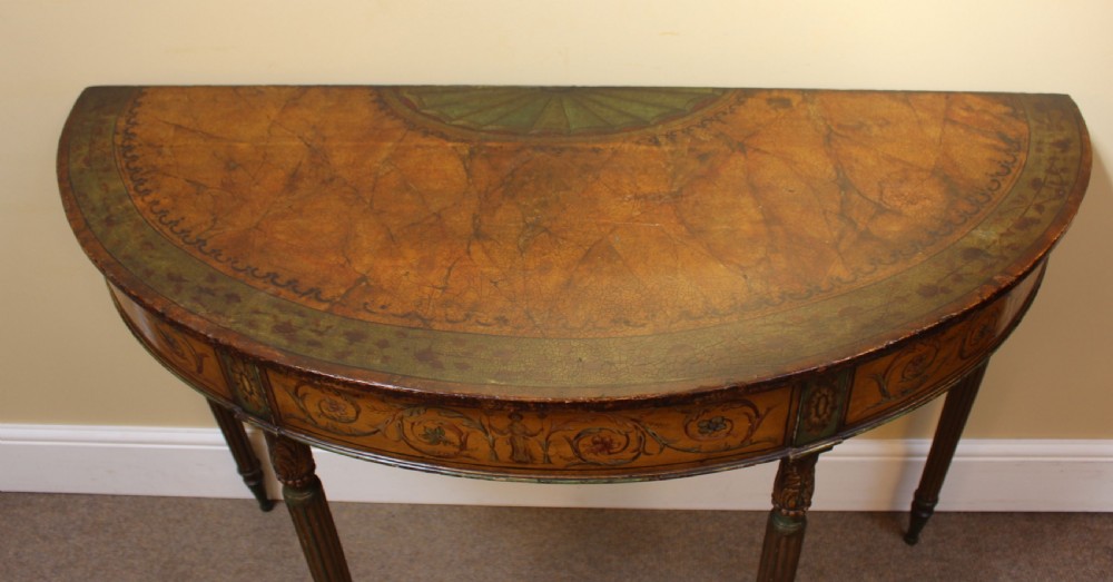 19thc Demi Lune Painted Side Table View VI