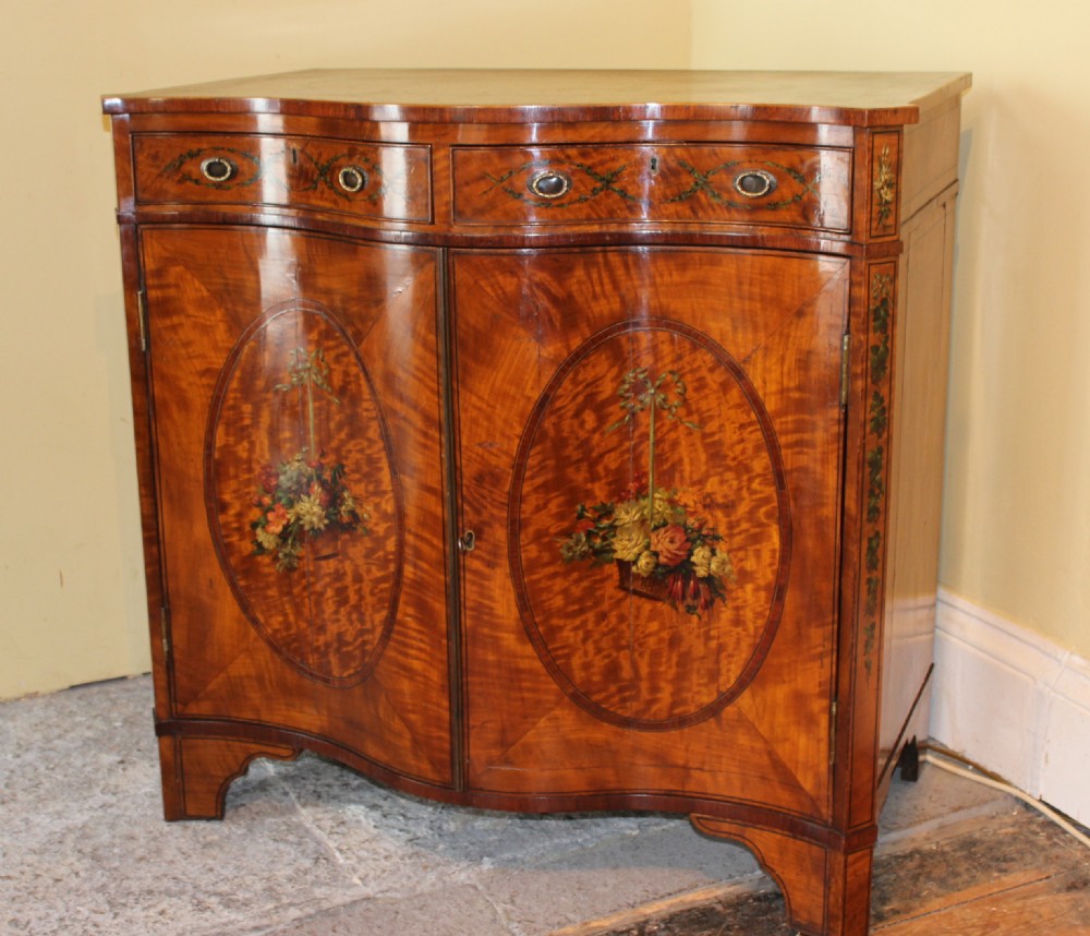 19thc Satin Wood, Serpentine Side Cabinet View II