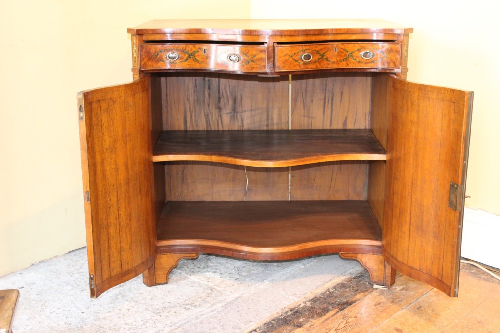 19thc Satin Wood, Serpentine Side Cabinet View VI