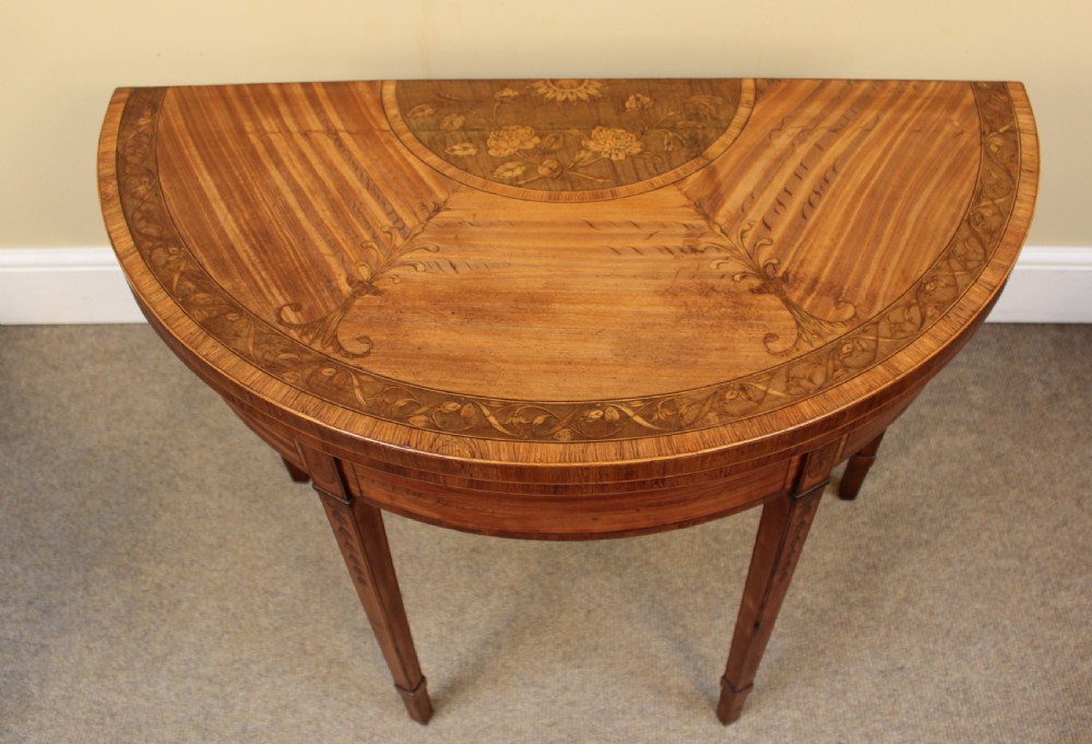 C1800 Georgian Satin Wood Card Table View V