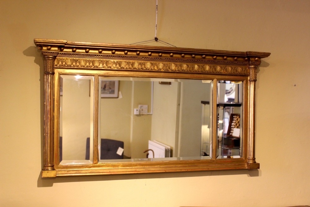19thc Giltwood Over Mantle Mirror