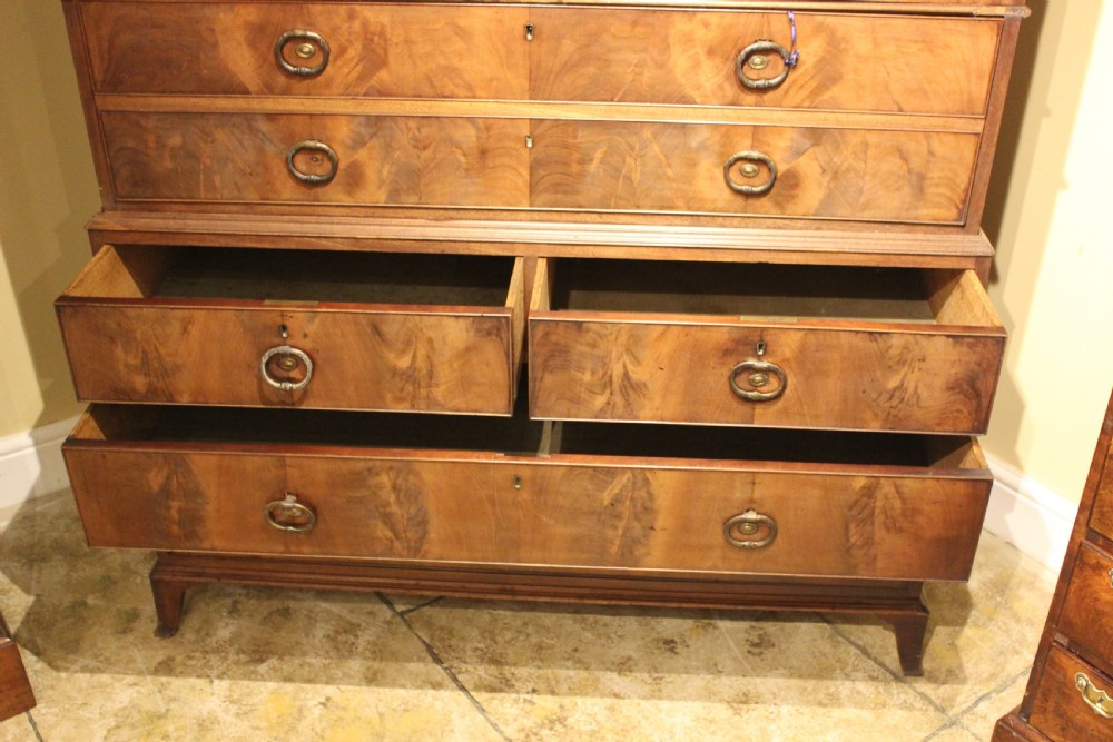 19thc. Mahogany Secretaire Linen Press on Chest View IX