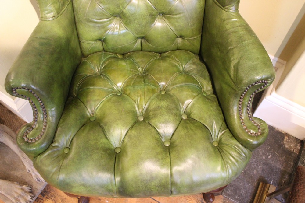 A Pair of 19thc. Leather Wing Armchairs View VII