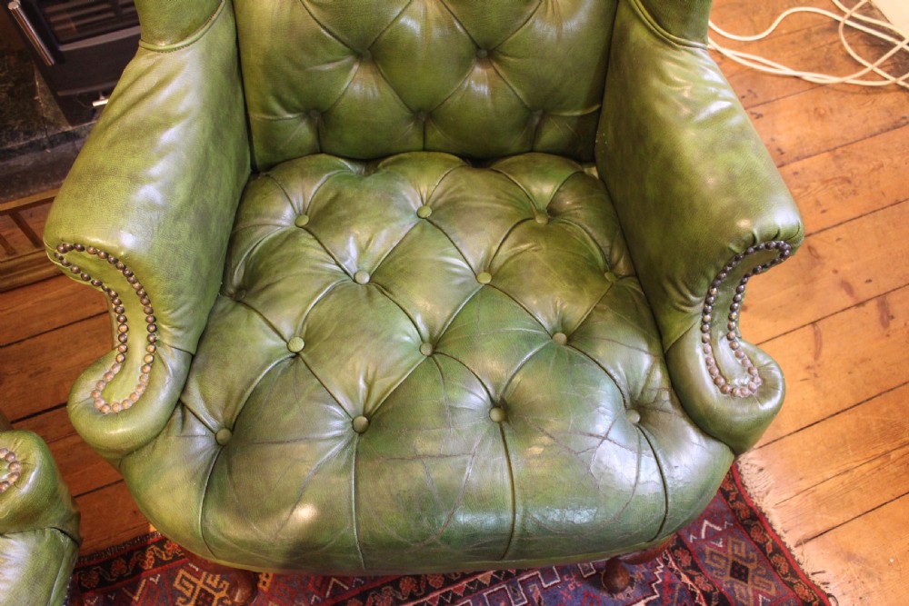 A Pair of 19thc. Leather Wing Armchairs View VIII