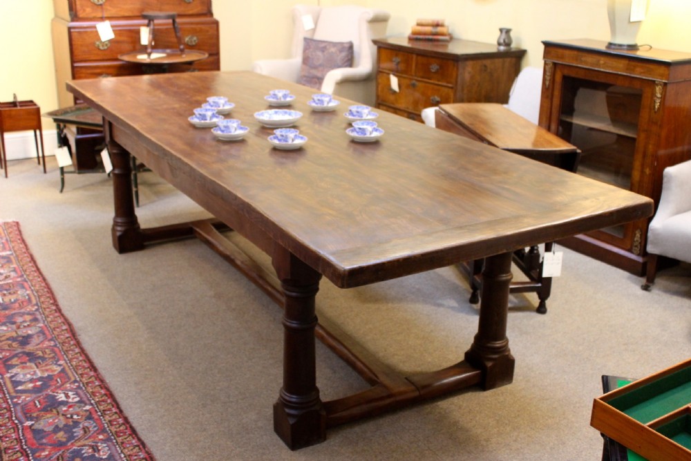 Late 19thc. Elm Three Plank Refectory Table View V