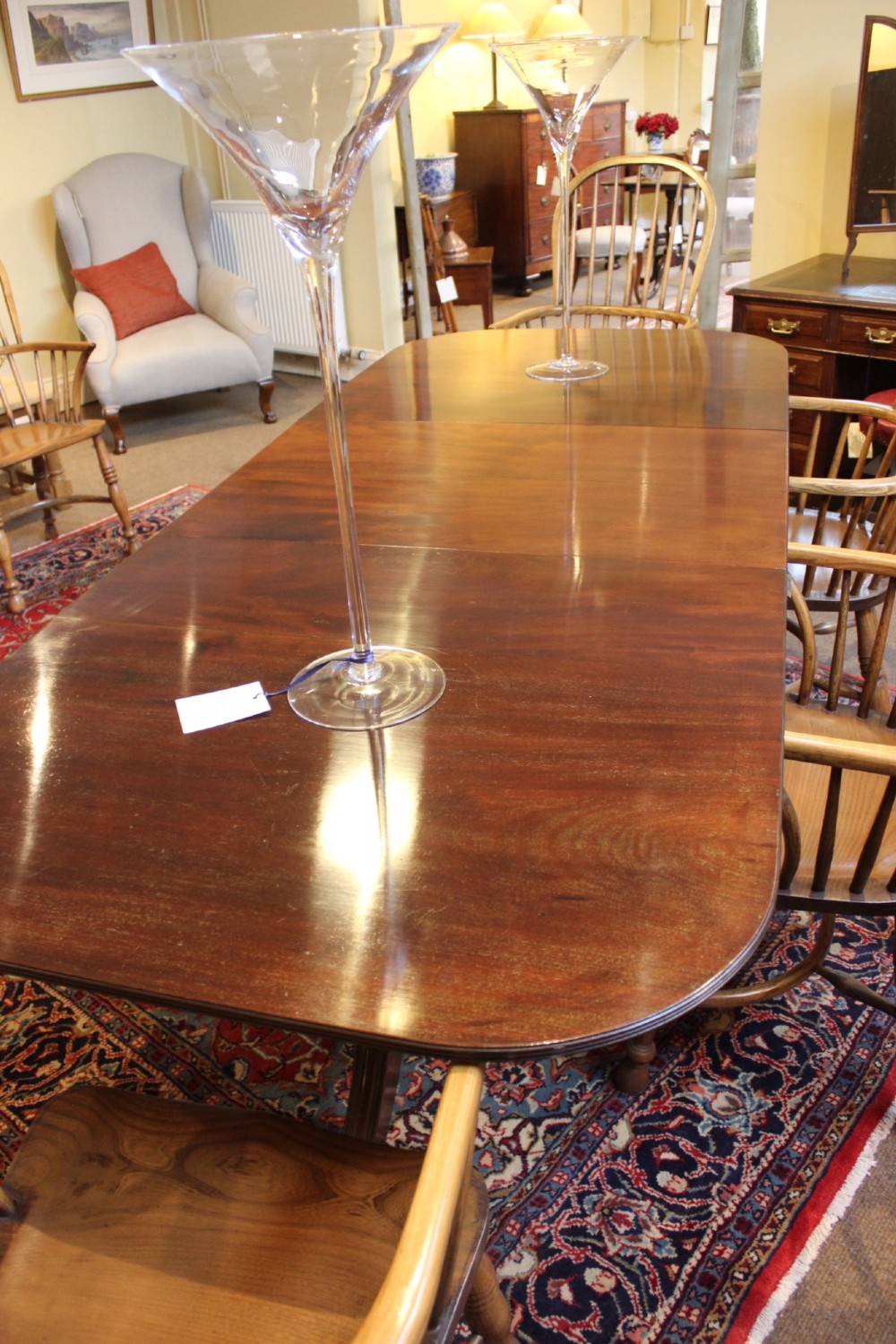 19thc. Mahogany “D” End Dining Table View IV