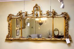 19THC GILT OVER MANTLE MIRROR