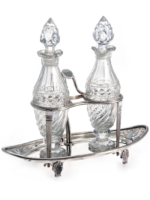 antique george iii style oil and vinegar stand - CATEGORY: ANTIQUE SILVER - DATED 1890