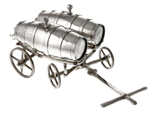 antique victorian silver plated double spirit barrel - CATEGORY: ANTIQUE SILVER - DATED 1880