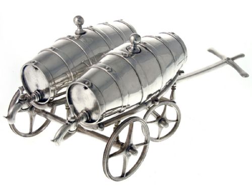 ANTIQUE VICTORIAN SILVER PLATED DOUBLE SPIRIT BARREL - ADDITIONAL PHOTO 1