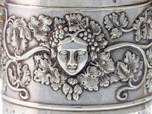ANTIQUE VICTORIAN SILVER MOUNTED BACCHUS MASK CLARET JUG - ADDITIONAL PHOTO 4