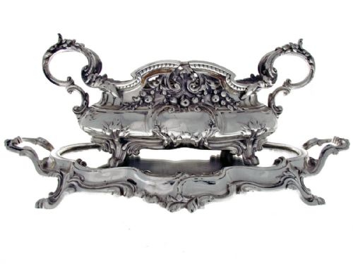 FRENCH SILVER PLATE JARDINIERE AND ORNATE BASE - ADDITIONAL PHOTO 2