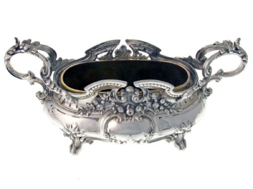 FRENCH SILVER PLATE JARDINIERE AND ORNATE BASE - ADDITIONAL PHOTO 4