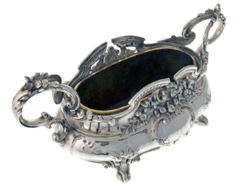 FRENCH SILVER PLATE JARDINIERE AND ORNATE BASE - ADDITIONAL PHOTO 5