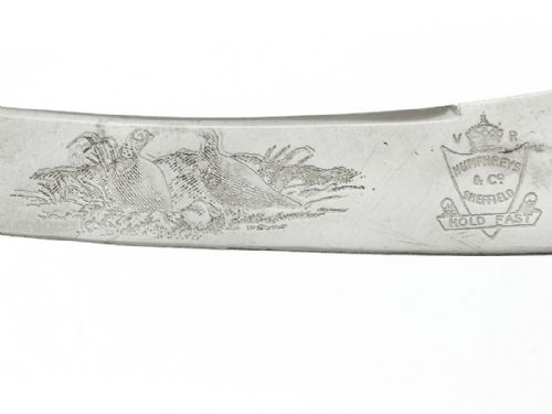 THREE PIECE SILVER PLATE GAME CARVING SET WITH STAG HANDLES - ADDITIONAL PHOTO 4