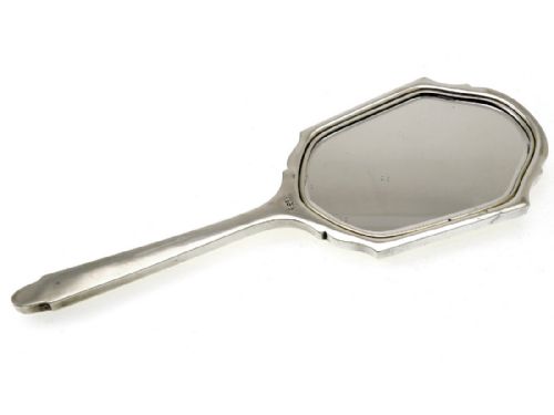 ART DECO STYLE SILVER AND YELLOW ENAMEL HAND MIRROR - ADDITIONAL PHOTO 1