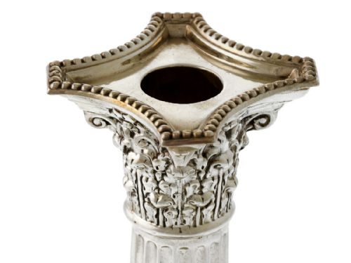 PAIR OF EDWARDIAN SILVER CORINTHIAN COLUMN CANDLESTICKS - ADDITIONAL PHOTO 4