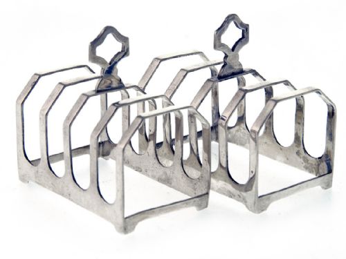 PAIR OF RECTANGULAR SILVER TOAST RACKS - ADDITIONAL PHOTO 1