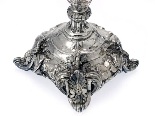 PAIR OF ANTIQUE RUSSIAN SILVER CANDLE STICKS - ADDITIONAL PHOTO 2