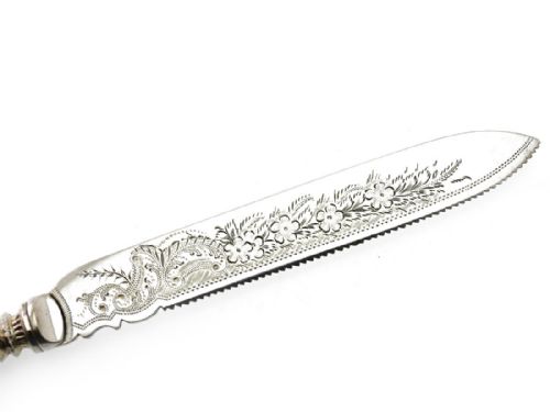 LATE VICTORIAN SILVER PLATED CAKE KNIFE - ADDITIONAL PHOTO 5