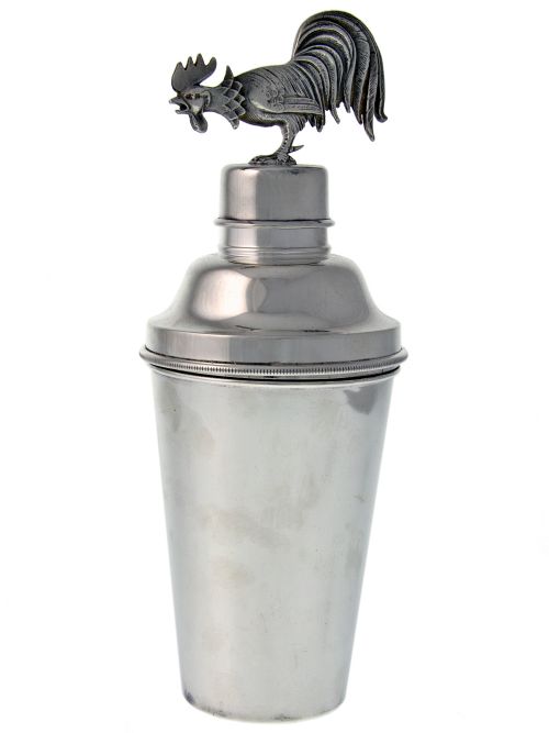 silver plated cocktail shaker with cockerel - CATEGORY: ANTIQUE SILVER - DATED 1940