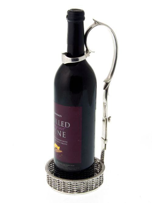 ANTIQUE SILVER PLATED WINE BOTTLE HOLDER - ADDITIONAL PHOTO 2