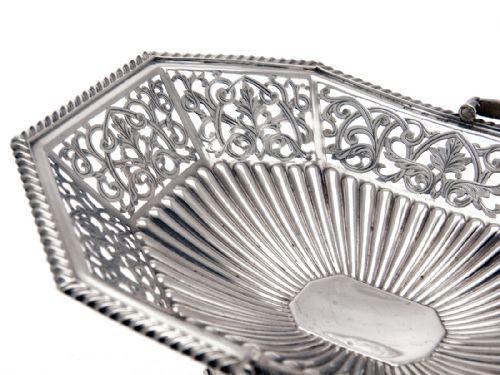 OVAL VICTORIAN CUT CORNER SHAPED SILVER BASKET - ADDITIONAL PHOTO 2