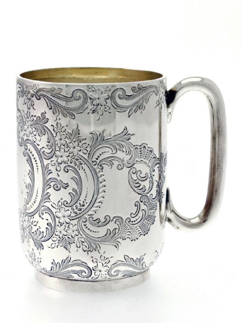 antique victorian solid silver christening mug - CATEGORY: ANTIQUE SILVER - DATED 1900