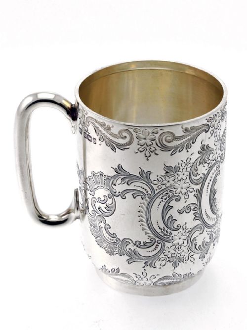 ANTIQUE VICTORIAN SOLID SILVER CHRISTENING MUG - ADDITIONAL PHOTO 4