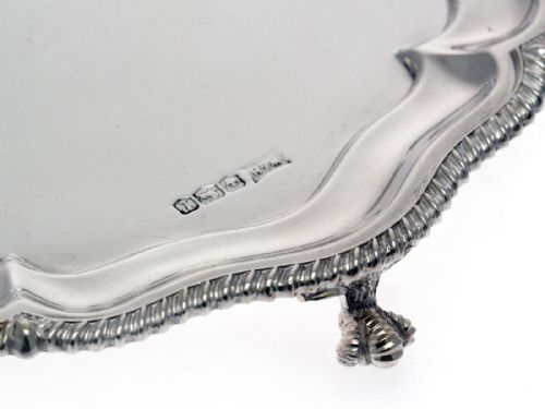 8 INCH 20CM CIRCULAR SILVER SALVERTRAY IN GEORGIAN STYLE - ADDITIONAL PHOTO 2