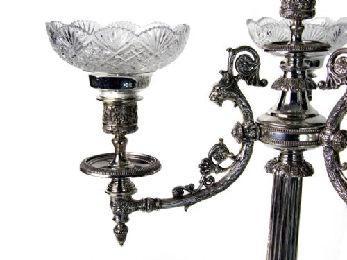 ANTIQUE SILVER PLATE CENTREPIECE EPERGNE WITH THREE SITTING CAMELS ON THE BASE - ADDITIONAL PHOTO 2