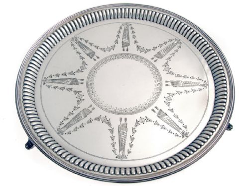 victorian 12 circular silver salvertray - CATEGORY: ANTIQUE SILVER - DATED 1880