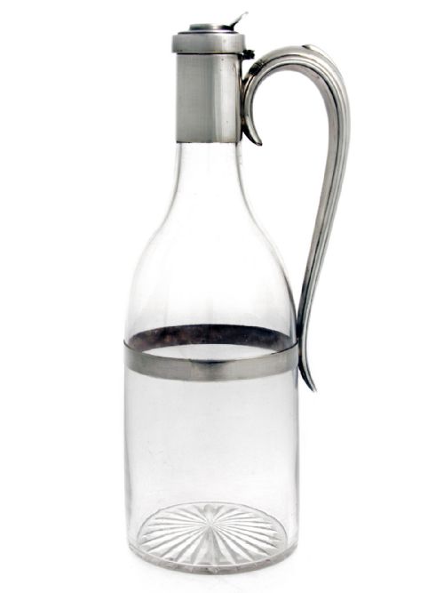 victorian silver mounted bottle shaped glass claret jug - CATEGORY: ANTIQUE JUGS - DATED 1880
