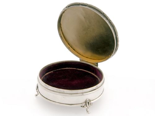 CIRCULAR SILVER JEWELLERY BOX WITH RED VELVET LINING - ADDITIONAL PHOTO 2