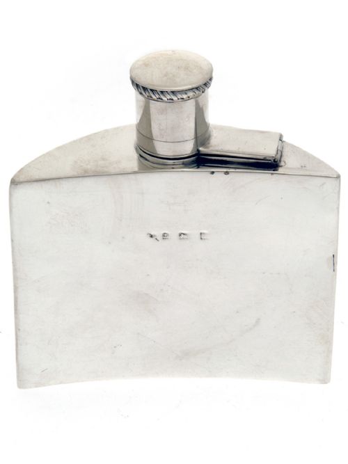 SILVER CRESCENT SHAPED HIP FLASK - ADDITIONAL PHOTO 2
