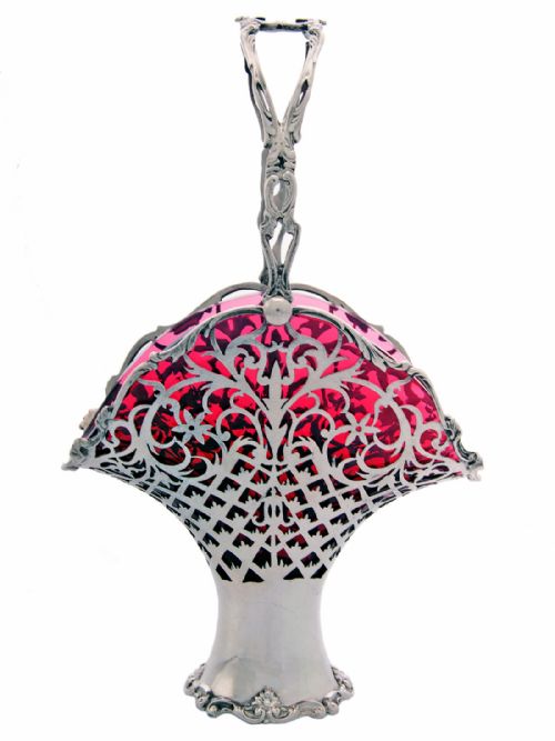 edwardian silver glass lined basket - CATEGORY: ANTIQUE SILVER - DATED 1900